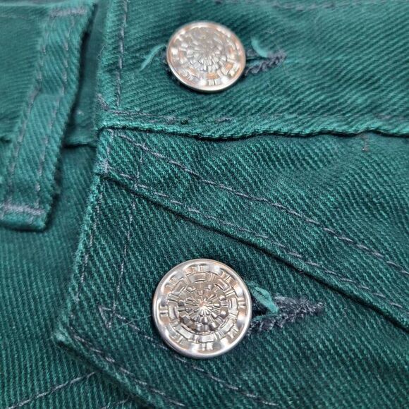 Vtg Jewells Classic Bottoms Womens 1 High Waist Jeans Green Tapered Leg Cotton - Picture 4 of 10